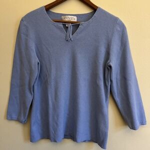 Vintage Casual Corner Annex Top Womens Small Petite Cornflower Blue 3/4 Sleeve